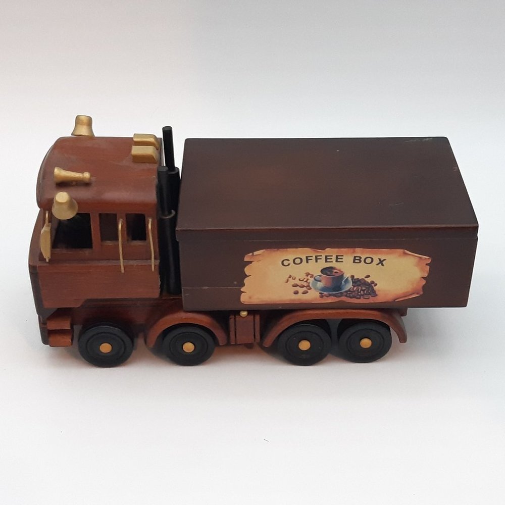 Vintage Wooden Model Truck With Coffee Box